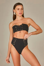 Load image into Gallery viewer, Model Front: Empress Set Biquini Cristel Textura Pique Preto