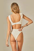 Load image into Gallery viewer, Model Back: Empress Bottom Bottom Beatriz Bikini Off White Floral Texture