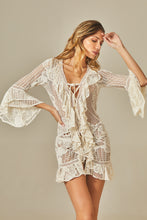 Load image into Gallery viewer, Model Front: Empress Kaftans / Cover Ups Isabel Dress Off White Lace
