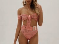 Load and play video in Gallery viewer, Video: Empress Top Top Biquini Cherie Pink Bandana