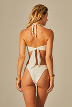 Load image into Gallery viewer, Model Back: Empress One-Piece Bardot Body Off White Luxor Texture
