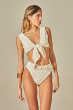 Load image into Gallery viewer, Model Front: Empress Bottom Bottom Beatriz Bikini Off White Floral Texture
